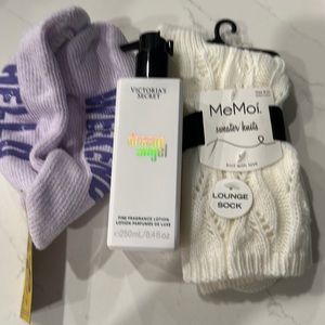 Bundle - Sweater Knit Socks, Hello Weekend Slipper Socks & VS Dream Angel Lotion